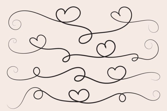 Valentines Day Hearts Swirls Svg