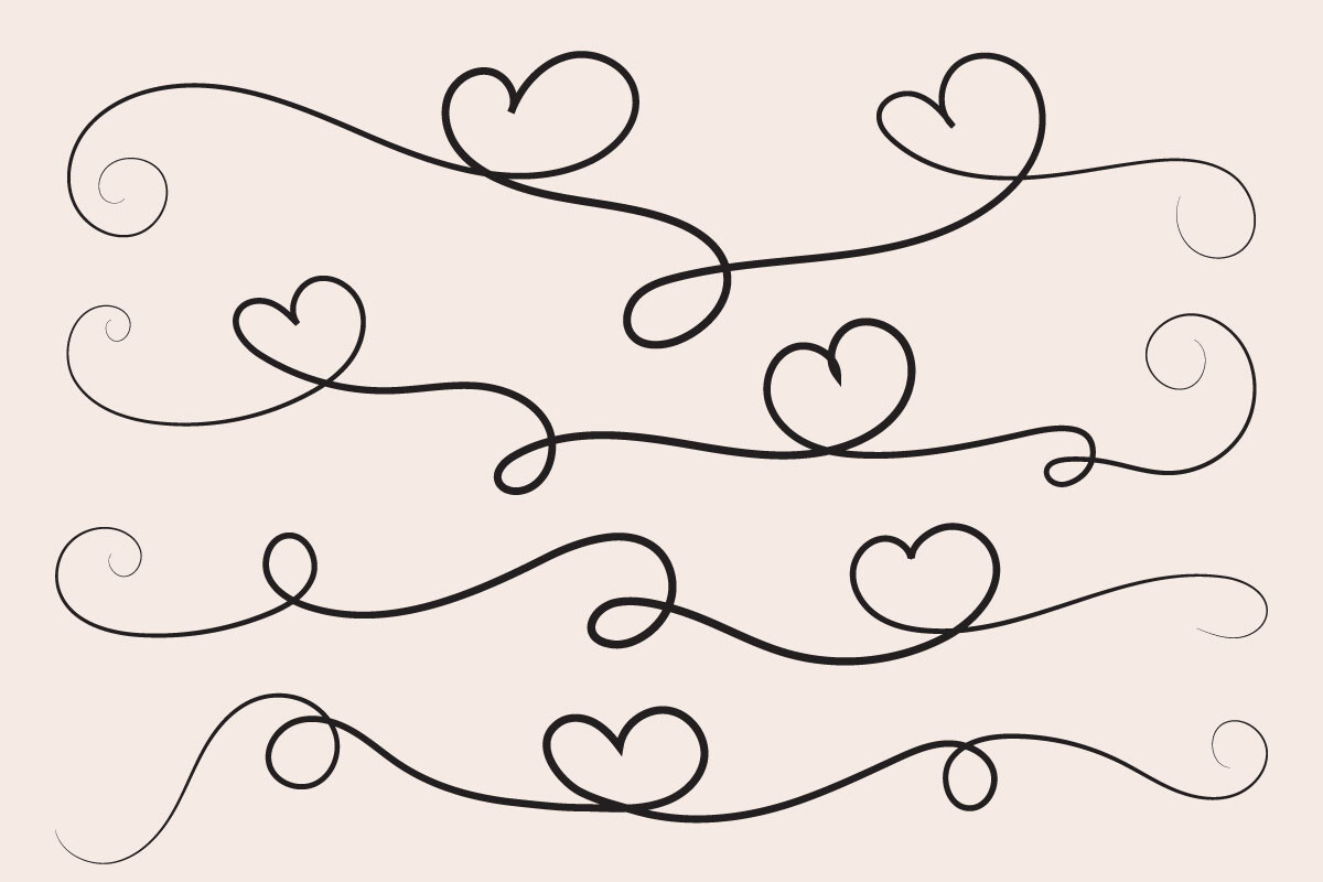 Valentines Day Hearts Swirls Svg