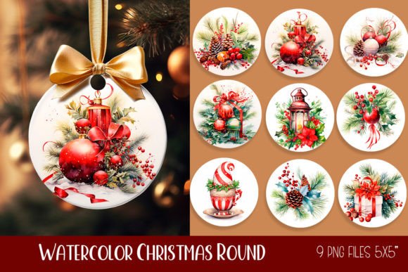 Watercolor Christmas Flowers Ornament Graphic Illustrations By ElenaZlataArt