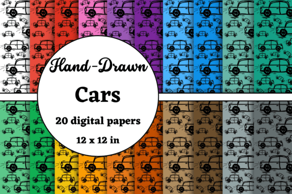 Hand Drawn Cars Digital Papers
