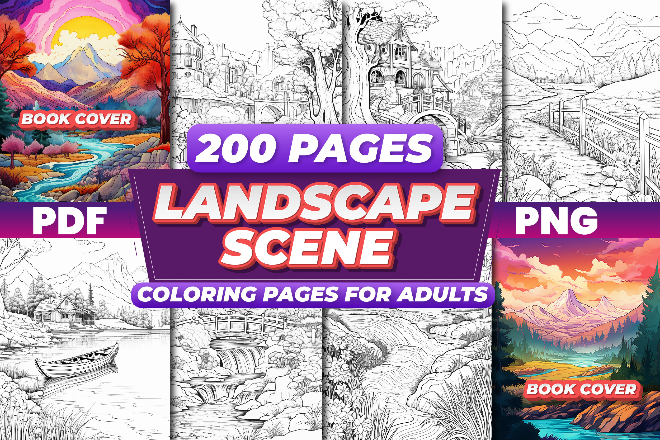 Landscape Scene Coloring Pages