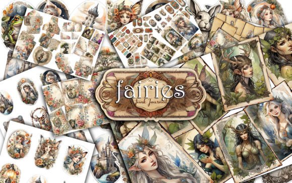 Magic Fairies Junk Journal Kit Illustration Modèles d'Impression Par Bellart