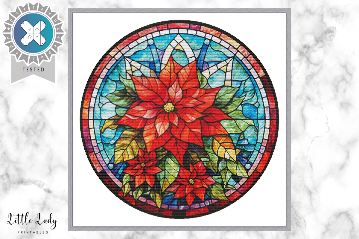 Poinsettia Cross Stitch Pattern PDF