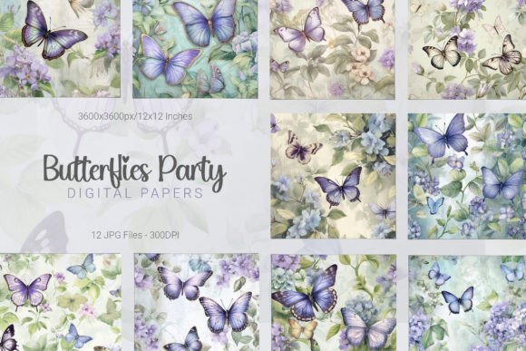 Butterflies Party Digital Papers