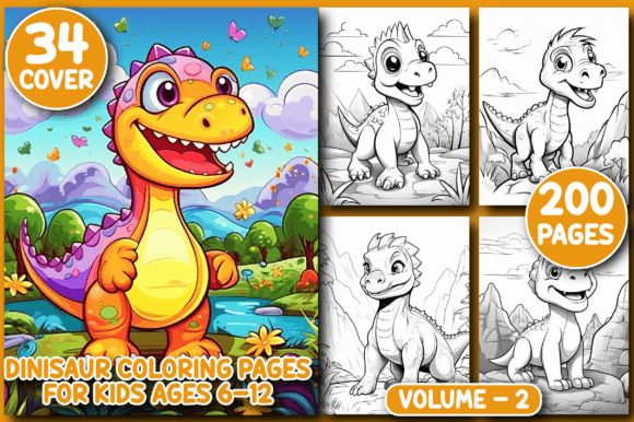 200 Dinosaur Coloring Pages for Kids 6-12 V2