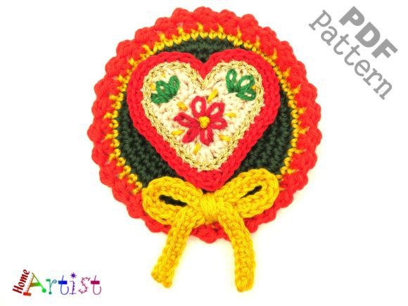 Heart Patch Crochet Applique Pattern