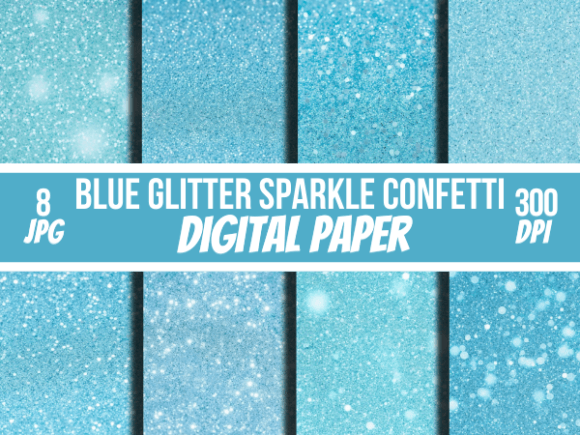 JPG Blue Glitter Sparkle Confetti Paper