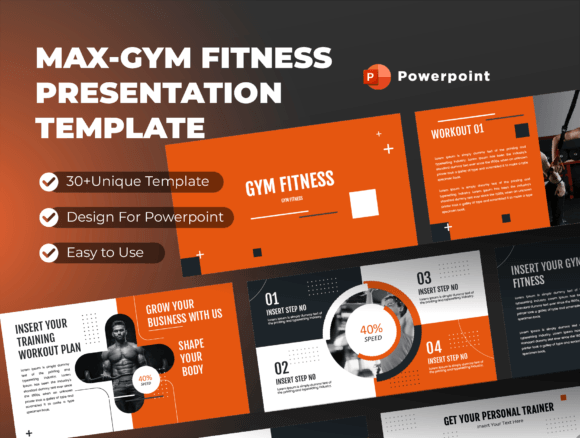 Preview of Max-GYM Presentation PowerPoint Template sports presentation template