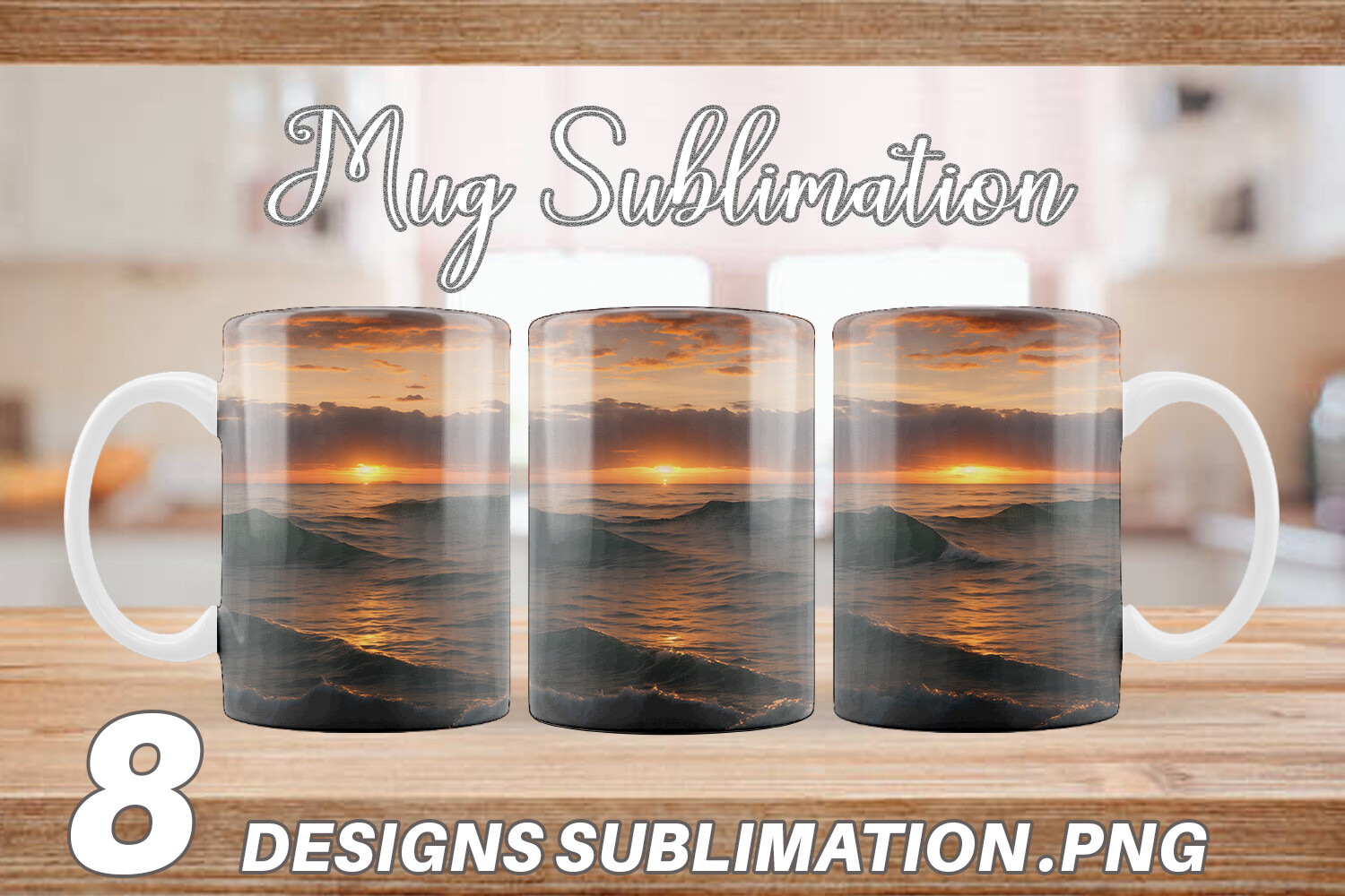 Mug Wrap Sea Sunset Landscape Graphic by Artnoy · Creative Fabrica