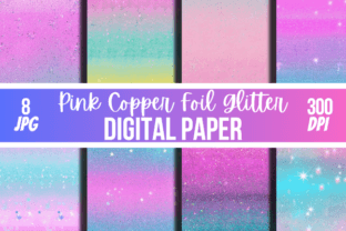 Pink Copper Foil Glitter Digital Paper