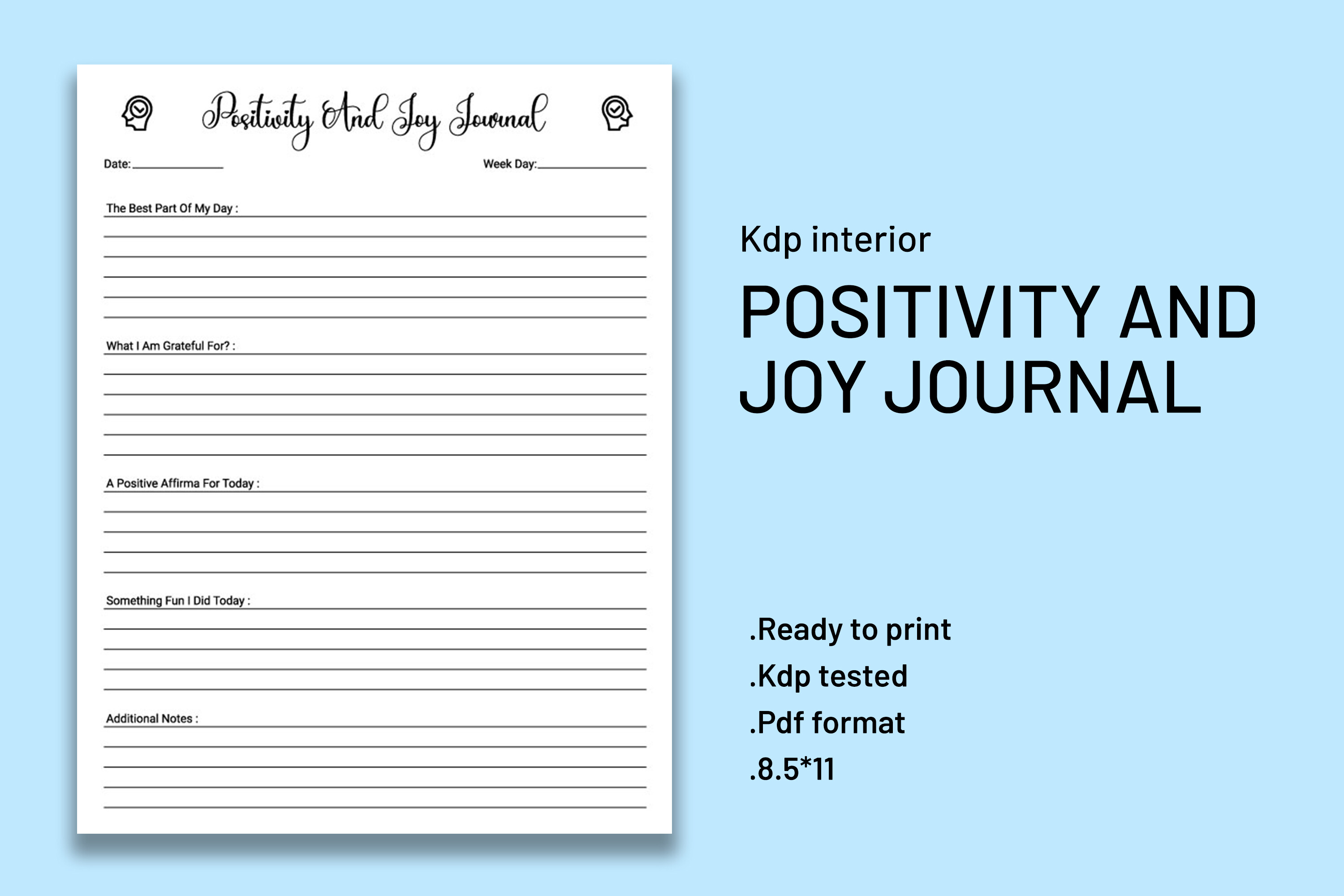 Positivity and Joy Journal KDP Interior Graphic by MAYA DESIGN STORE ...