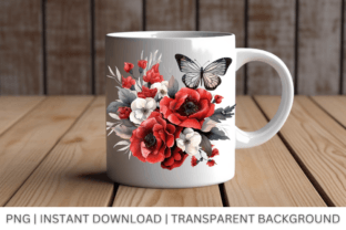 Watercolor Red Flower Butterfly Clipart Graphic by sasikharn · Creative ...