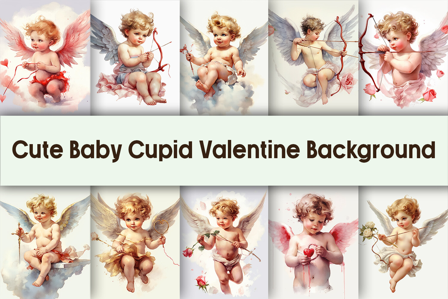 Baby Cupid Watercolor Digital Paper Back Graphic by Pamilah · Creative ...
