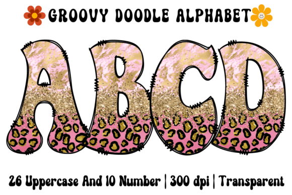 Groovy Pink Goldd Leopard Alphabet Graphics