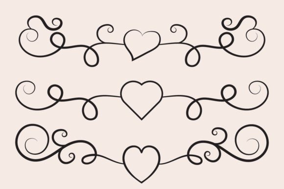 Valentines Day Hearts Swirls Divider Svg