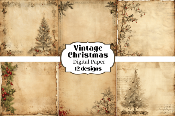 Vintage Christmas Antique Digital Paper
