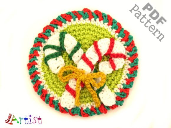 Candy Cane Crochet Applique Pattern