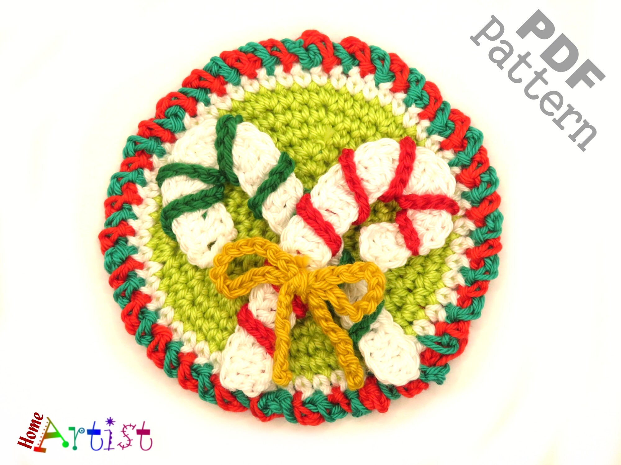 Candy Cane Crochet Applique Pattern