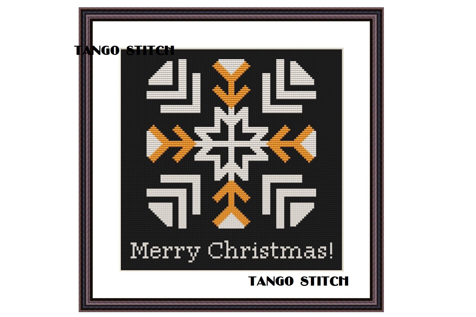 Geometric Snowflake Merry Christmas Art
