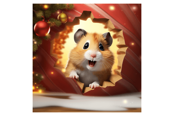 Christmas Hamster Broken Wall 1 Graphic Illustrations By gornidesign