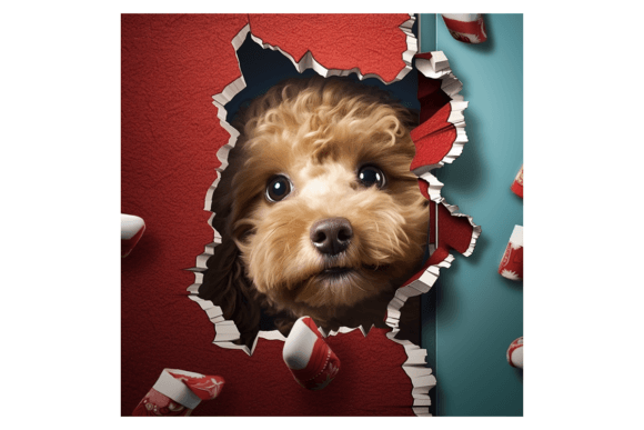 Christmas Poodle Broken Wall 1 Graphic Illustrations By gornidesign