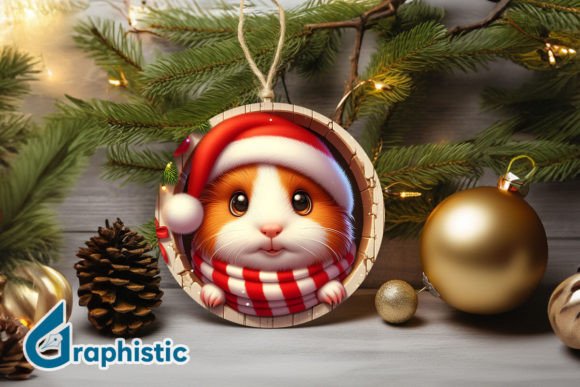 3D Guinea Pig Xmas Ornament Front (18) Graphic Illustrations By Graphistic