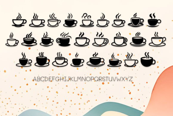 Coffee & Tea Cup Font PNG with transparent background - Preview 1