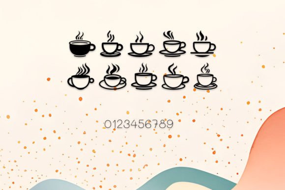 Coffee & Tea Cup Font PNG with transparent background - Preview 3