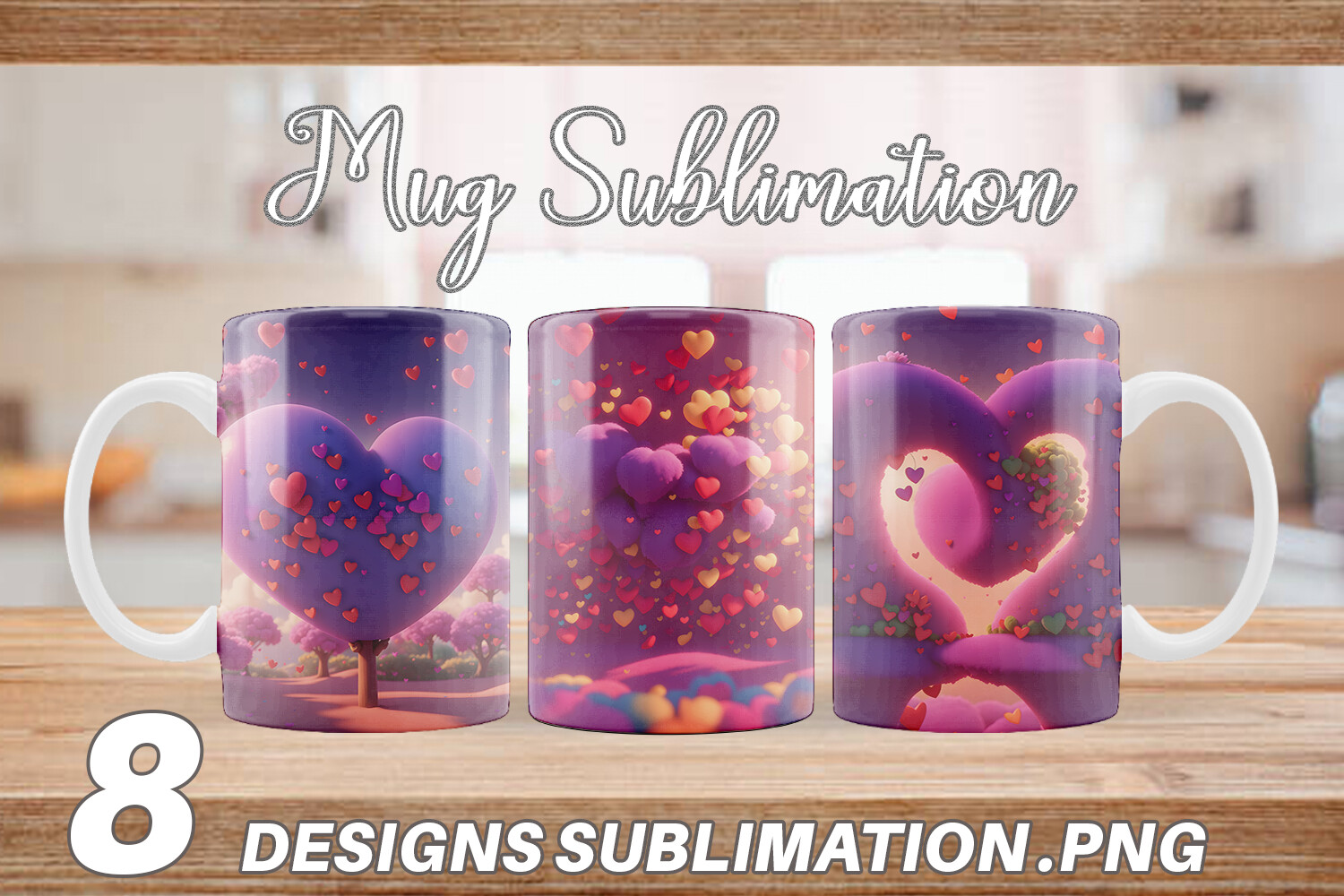 Mug Wrap 3D Love Vibrant Graphic by Artnoy · Creative Fabrica