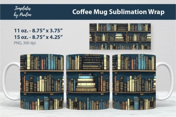 Old Book Coffee Mug Wrap Sublimation Graphics