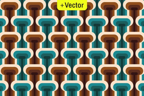 Retro T-shape Geometrics Teal Pattern