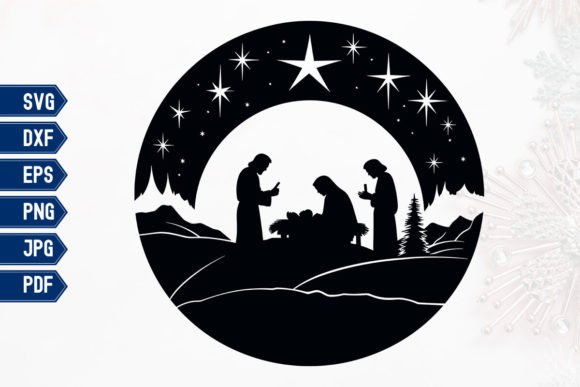 Round Nativity Scene SVG Graphic by tinoko.shop · Creative Fabrica