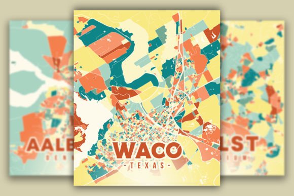 Waco Colorful Map Graphic Illustrations By Poster Boutique