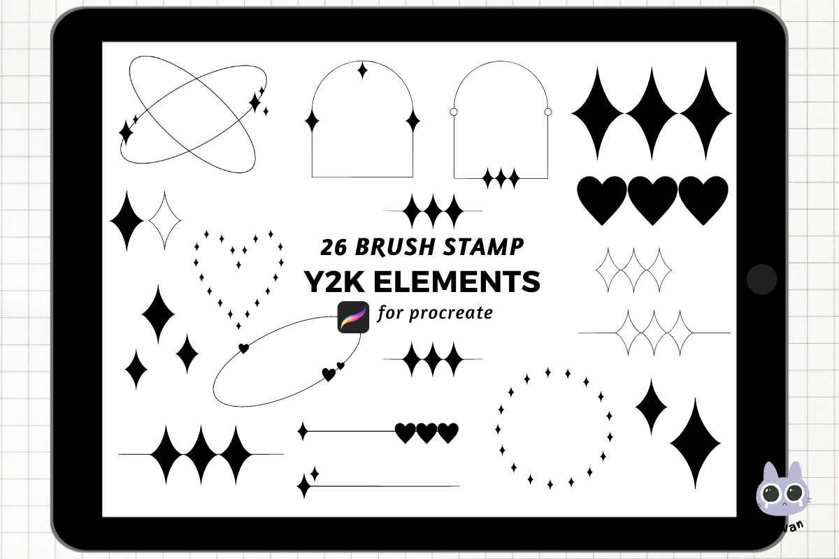 Y2k Elements Retro Procreate Brush Stamp