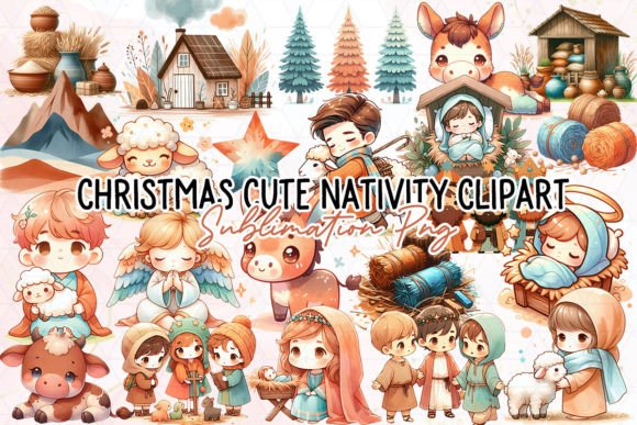 Christmas Cute Nativity Clipart PNG