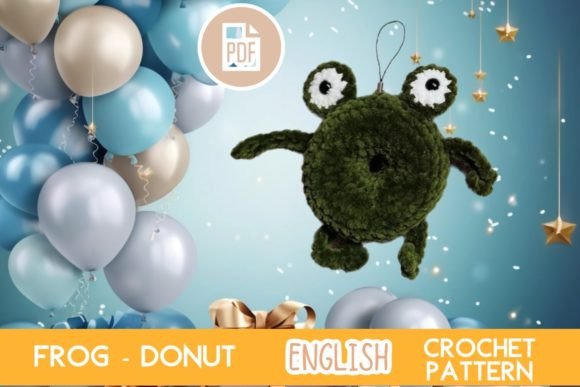 Crochet Frog Donut Keychain /Toy Pattern