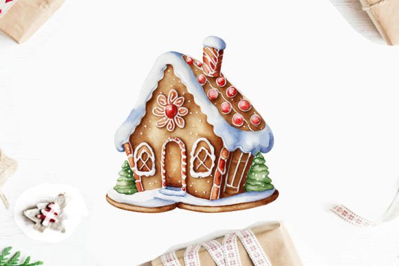 Watercolor Gingerbread House Sublimation Graphics