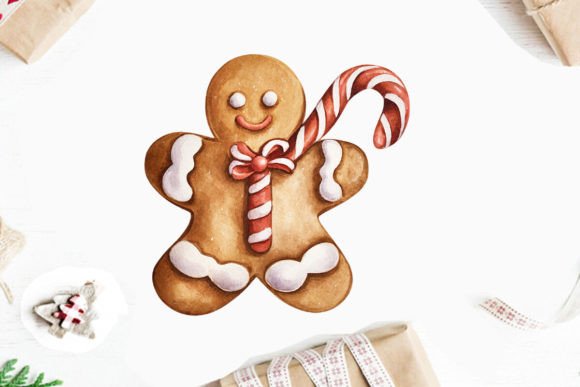 Watercolor Gingerbread Man Clipart Png Graphics