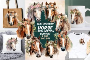 Watercolor Horse Clipart 7 PNG Bundle Graphic by Elenika · Creative Fabrica