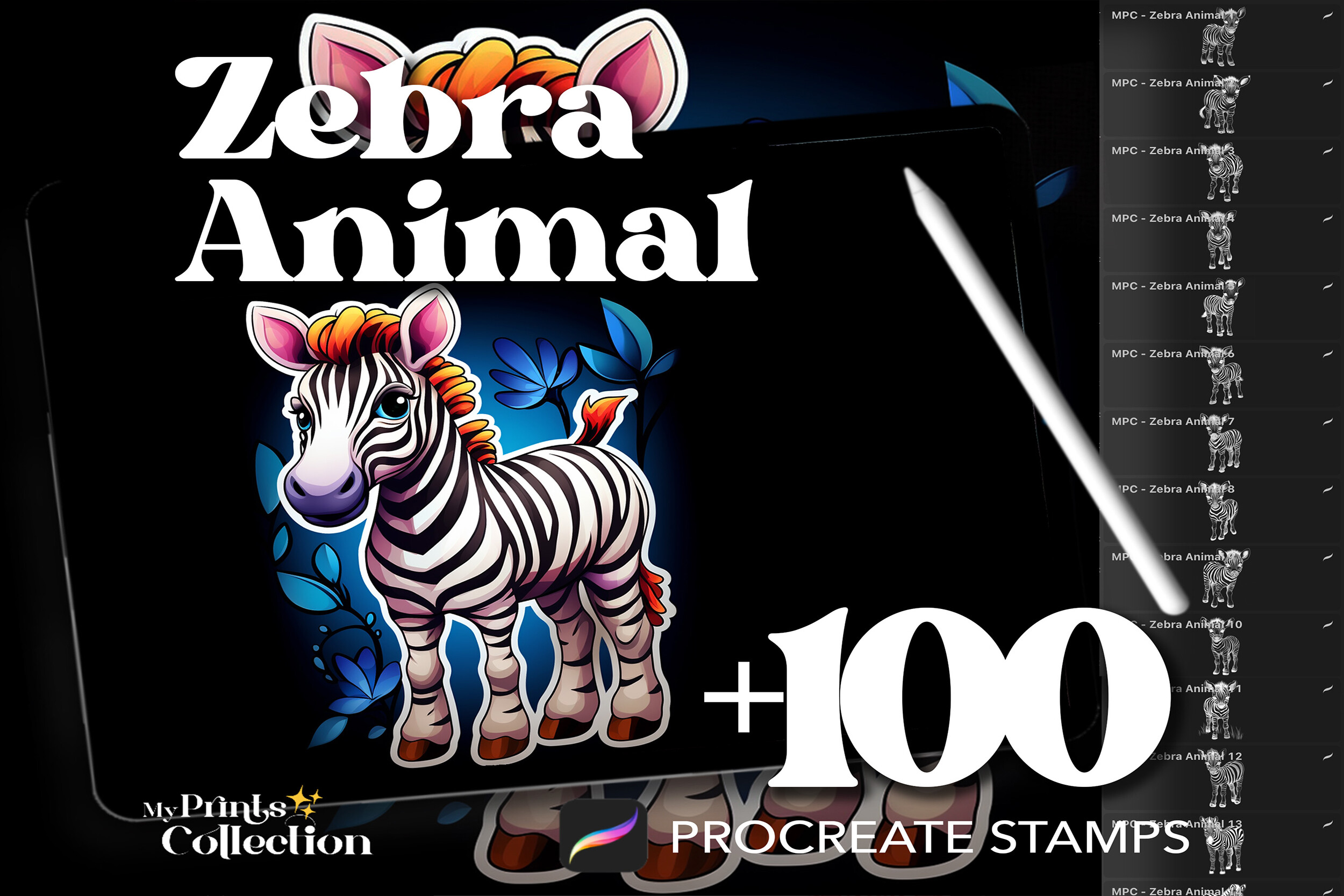 100+ Procreate Zebra Stamps Graphic by myprintscollection · Creative ...