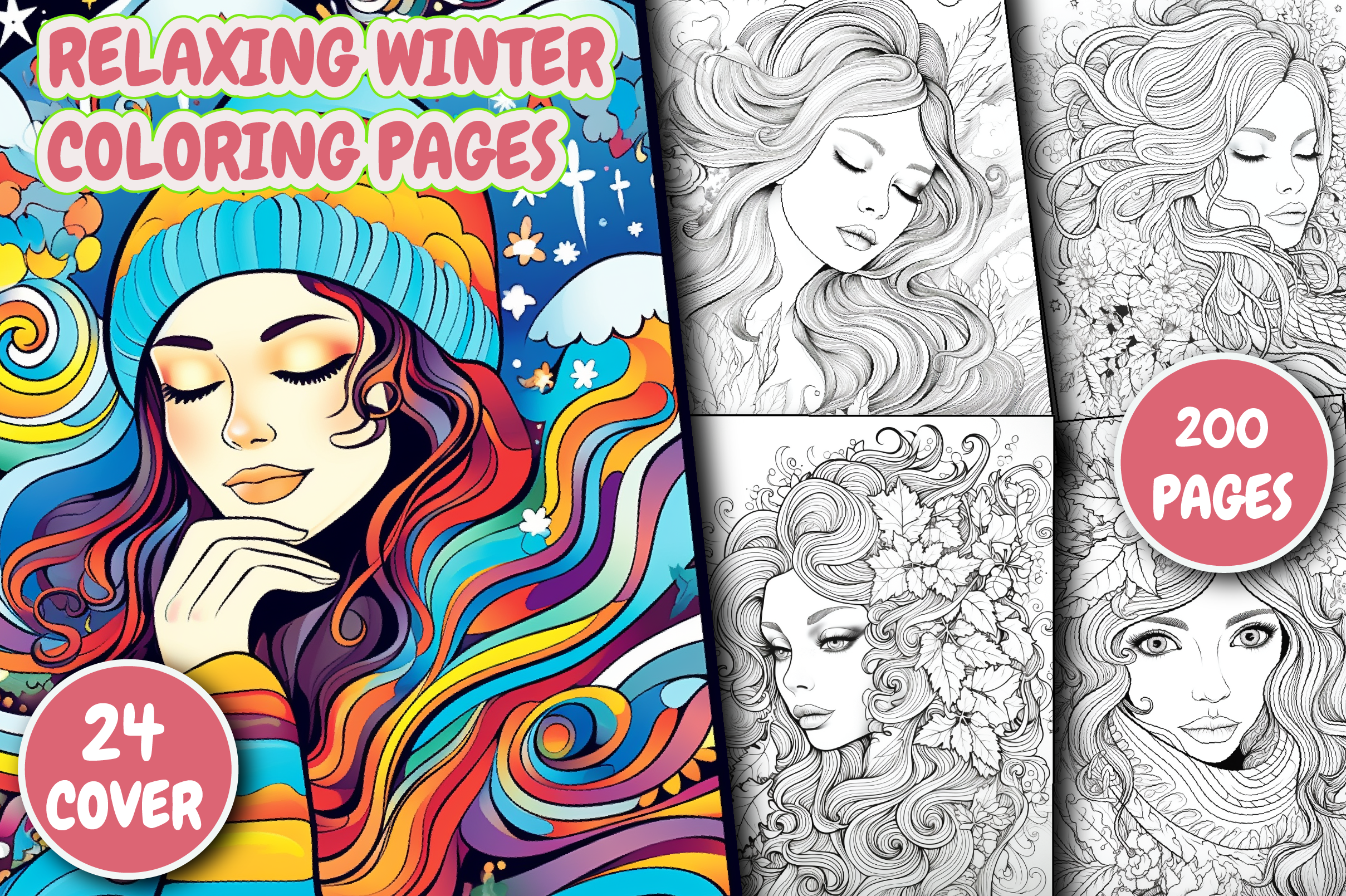 200 Relaxing Winter Women Coloring Pages