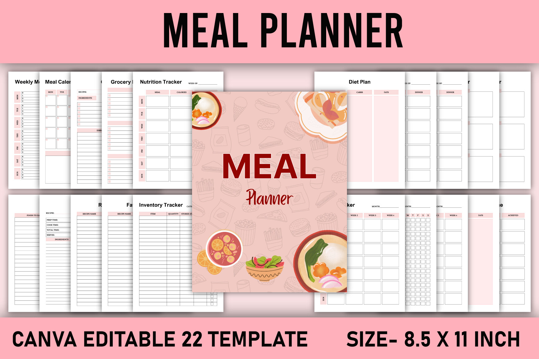 Editable Meal Planner Canva Template