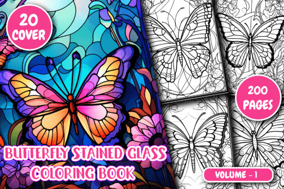 200 Stained Glass Butterfly Coloring Pages