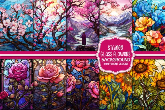 Stained Glass Flowers Background