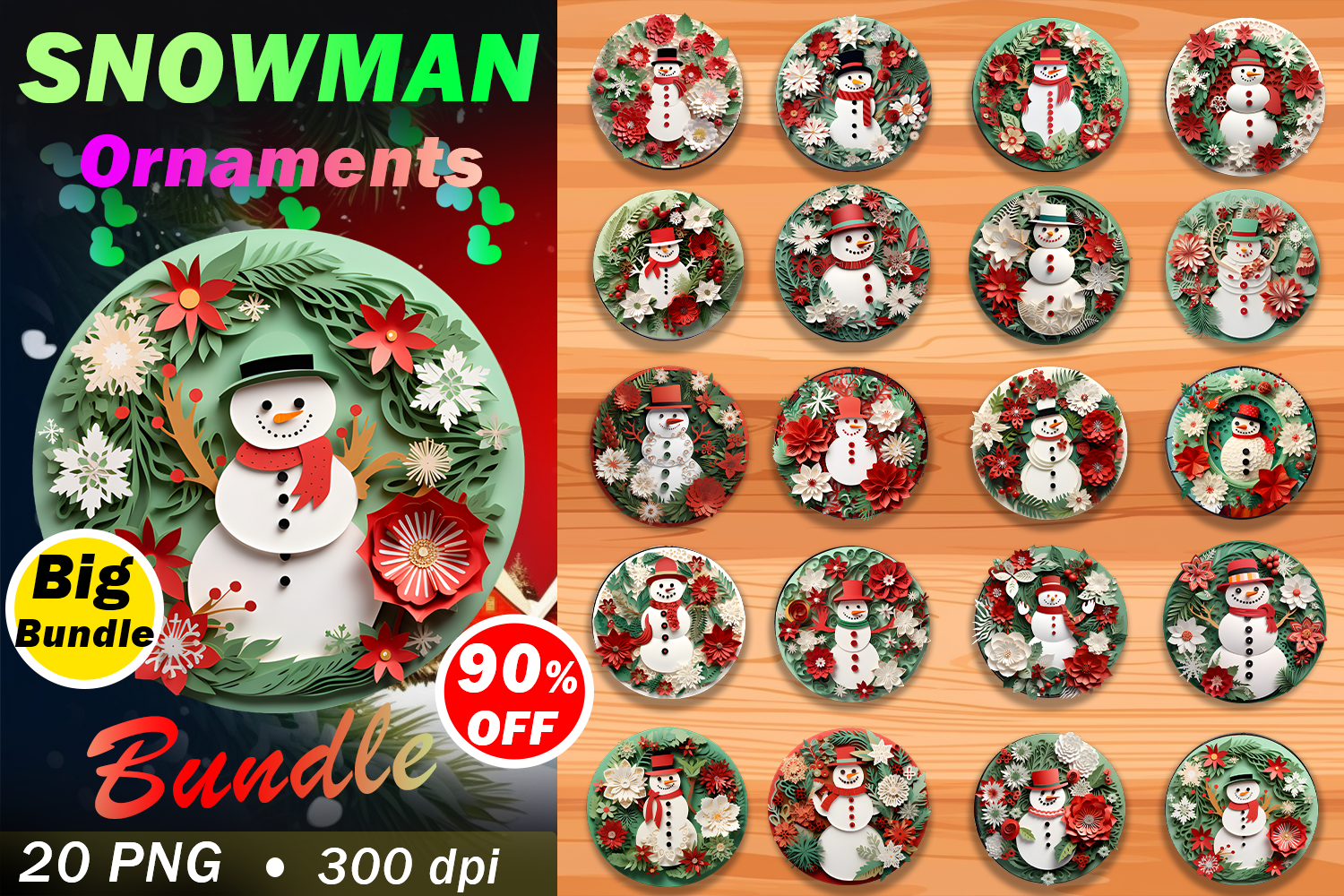 3d Snowman Christmas Ornament Bundle Graphic by Digital Design ...