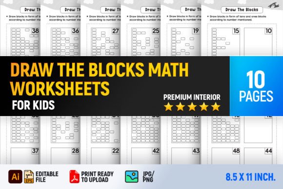 Drawing Printables Math Draw the Blocks Math Worksheets Graphic by Interior Creative · Creative ...