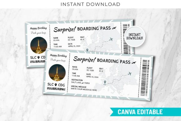 Editable Boarding Pass Canva Template