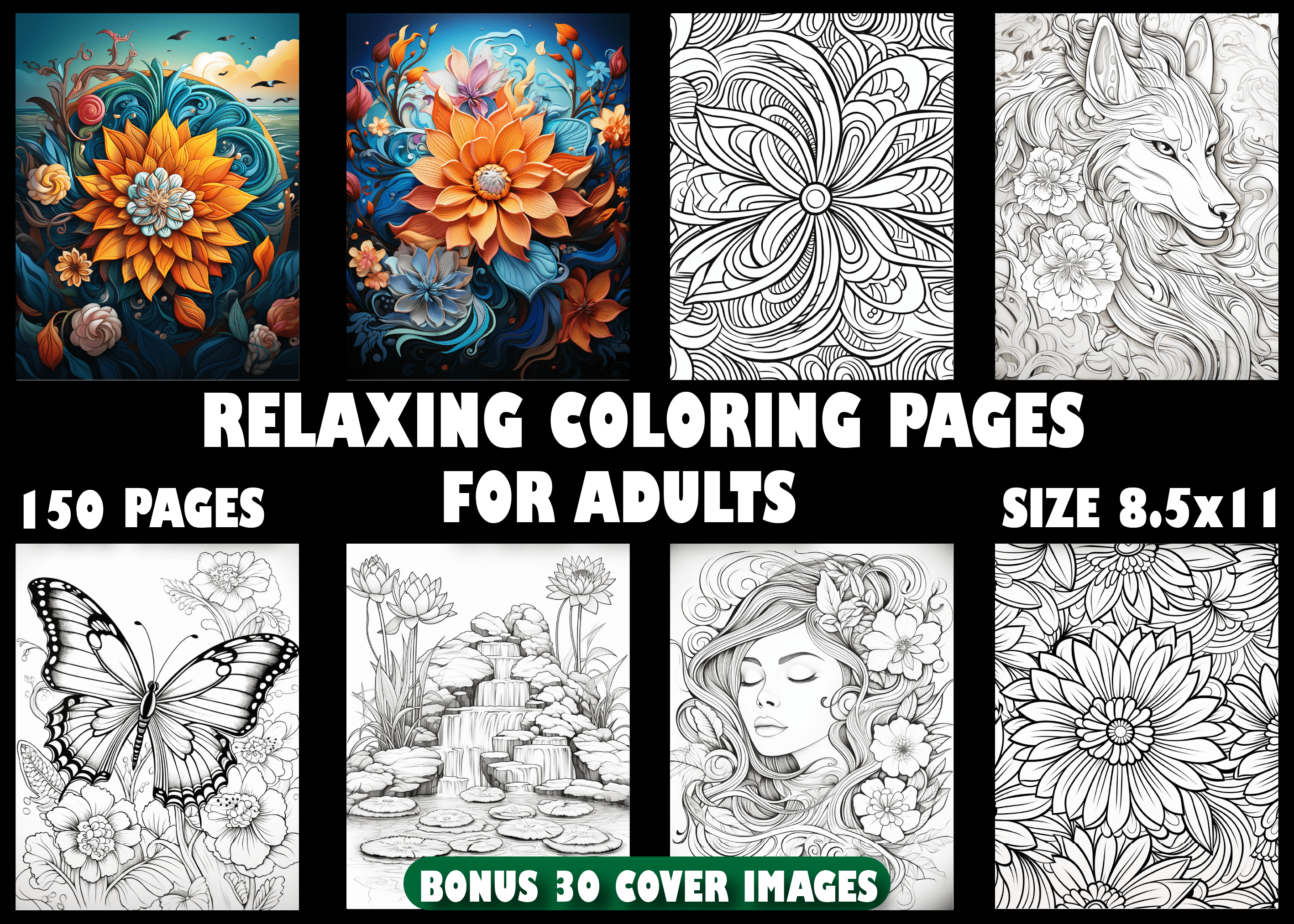 150 Stress Relief Adult Coloring Pages