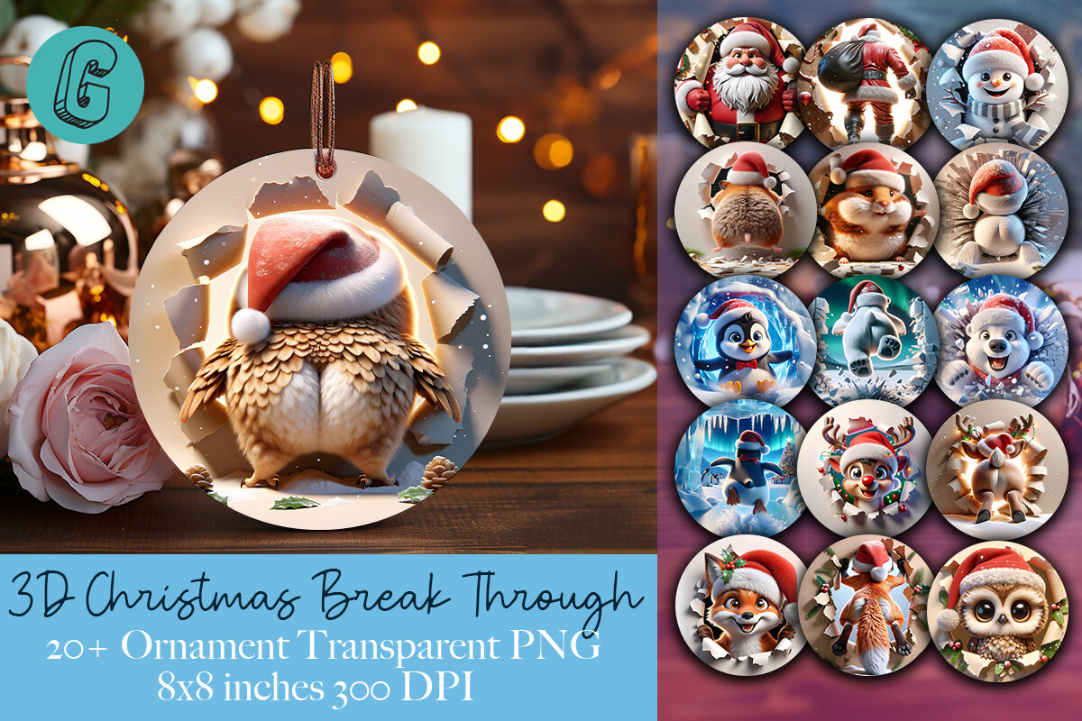 3D 2 Sided Christmas Ornament Bundle