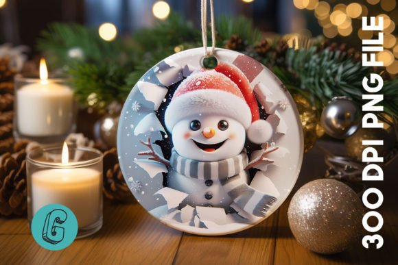 3D Snowman Christmas Ornament Back (14) Graphic Illustrations By Glamour